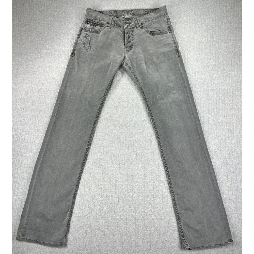 Taverniti So Jeans Mens 31x33 Grey Mec Tape 17 Distressed Straight Denim Pants